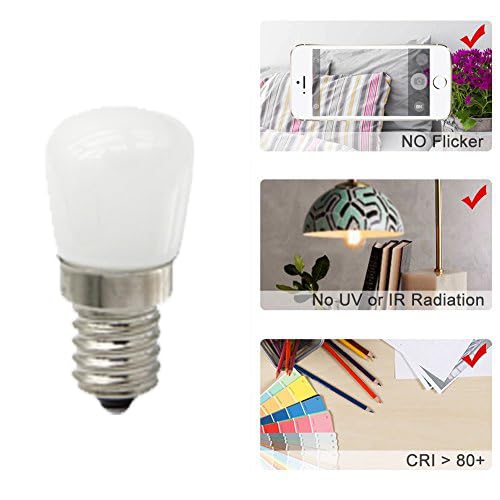 CTKcom 2W LED Refrigerator Bulb - E14 Base, 15W Equivalent, Daylight White 6000K, 4 Count, Glass