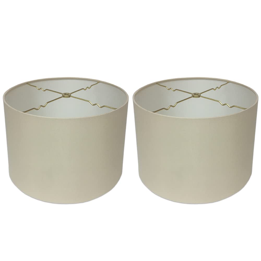 Royal Designs, Inc. Shallow Drum Lamp Shade, HB-610-16BG-2, Beige, 15 x 16 x 10, 2 Pack