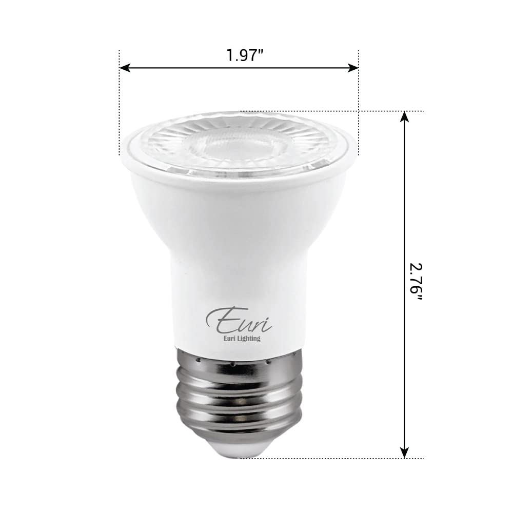 Euri Lighting Dimmable Led Par16 7W Bright White 4000K, 500Lm, E26 Base, Model Ep16-7W4040Ew, Damp Rated, Energy