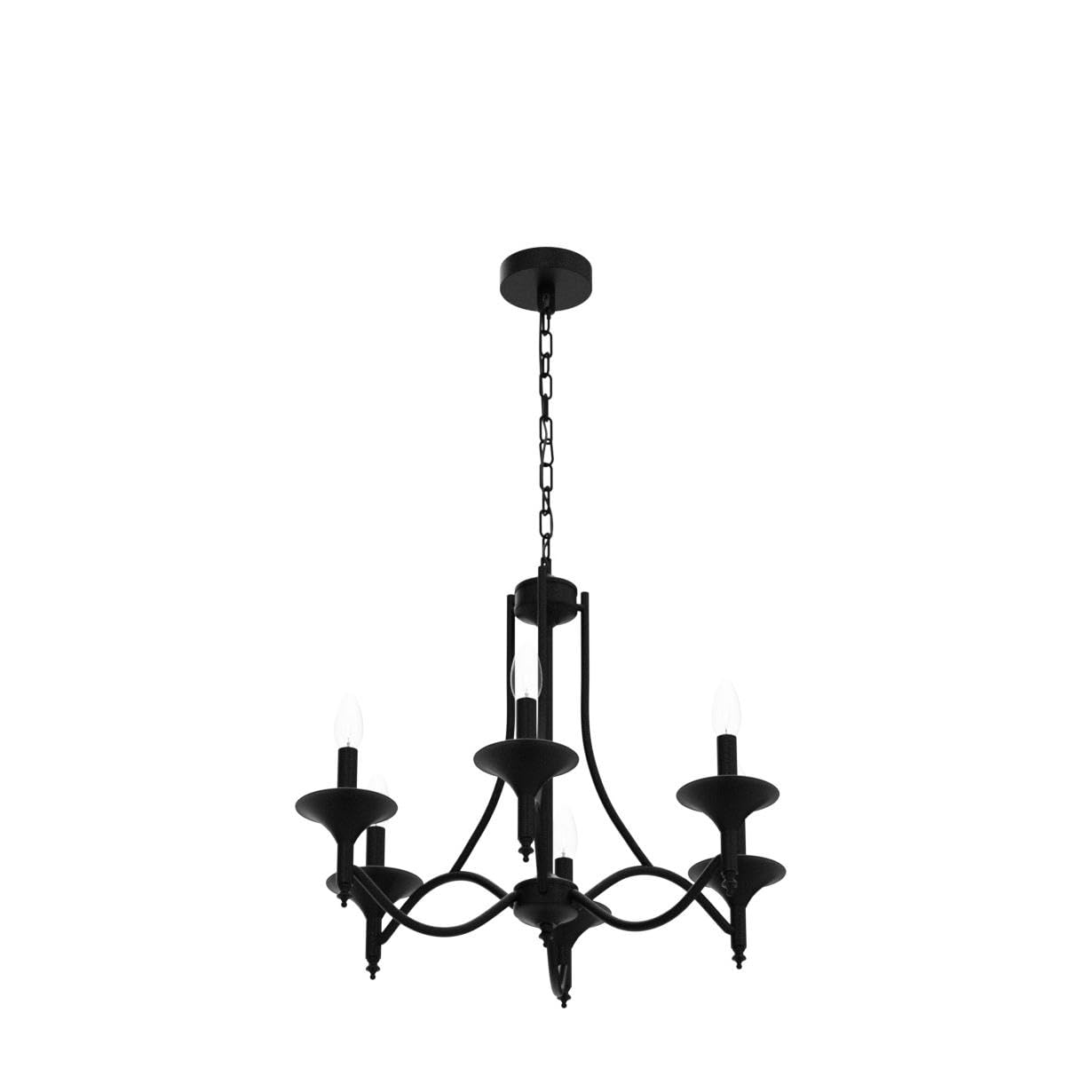 Pretoy 6-Light Black Farmhouse Chandelier - Rustic Industrial Iron Pendant Light for Dining Room, Kitchen Island, Foyer, Living Room