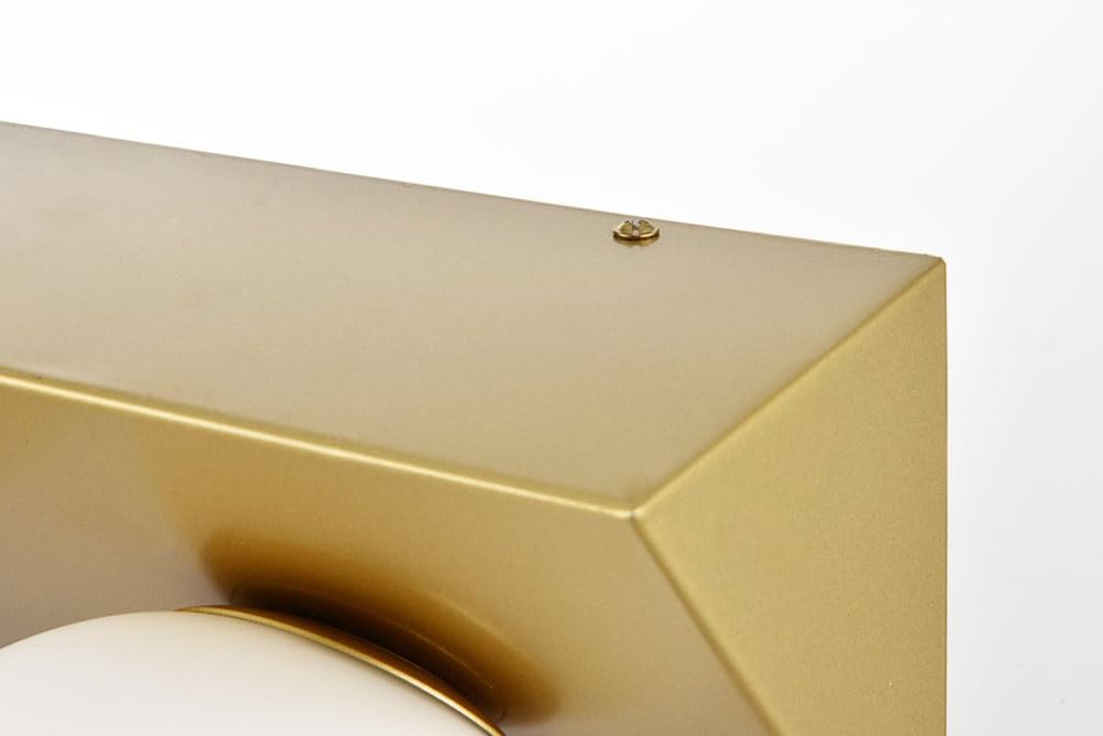 Living District Jillian 2-Light Iron & Glass Bath Sconce in Brass/Frosted White