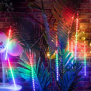 Jjgoo Christmas Lights Meteor Shower Rain Lights  10 Tube 12 Inch 240 Leds Icicle Light Outdoor Raindrop Light For Xmas Halloween Wedding Party Tree Holiday Decoration  Colorful