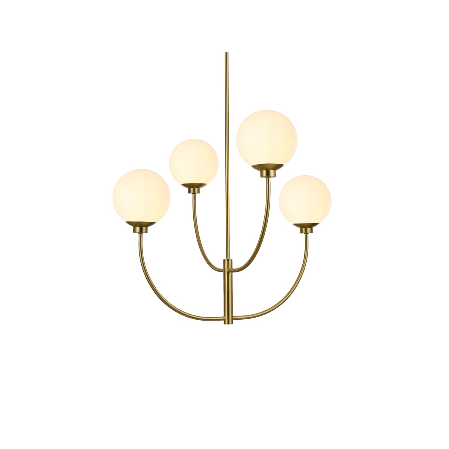 Living District 30&quot; 4-Light Satin Gold/White Metal/Glass Chandelier