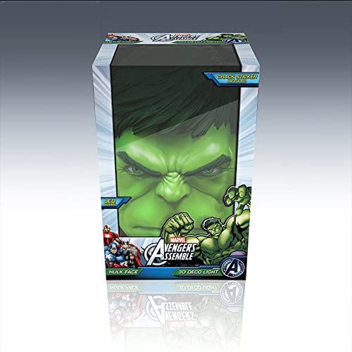 3D Light FX Marvel Avengers Hulk Face 3D Deco Light - Life Size Green Plastic Decor, Model 816733840451