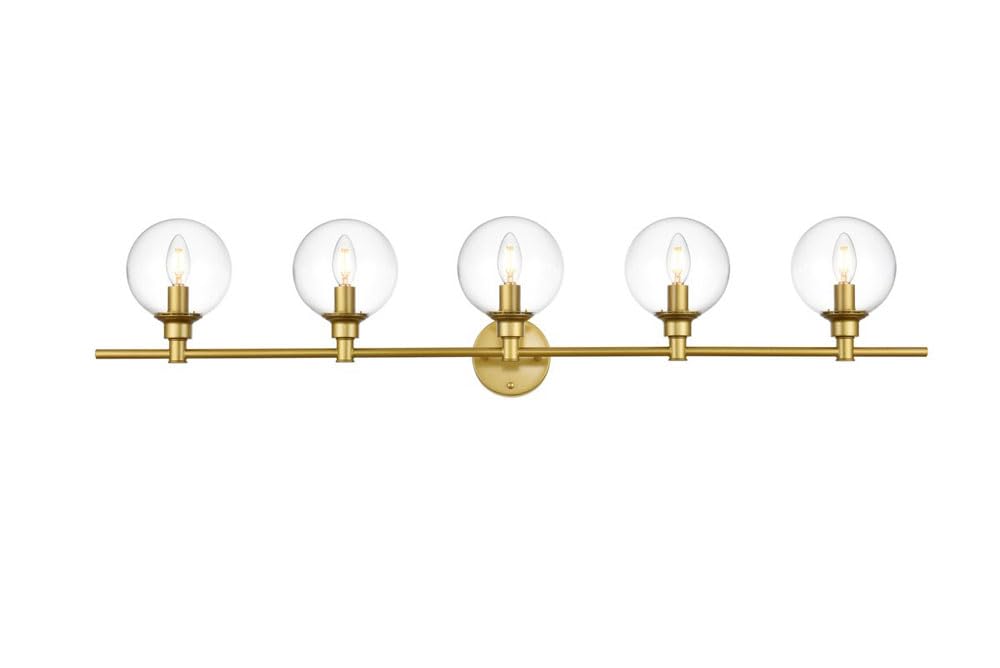 Living District Jaelynn 5-Light Iron & Glass Bath Sconce in Brass/Clear
