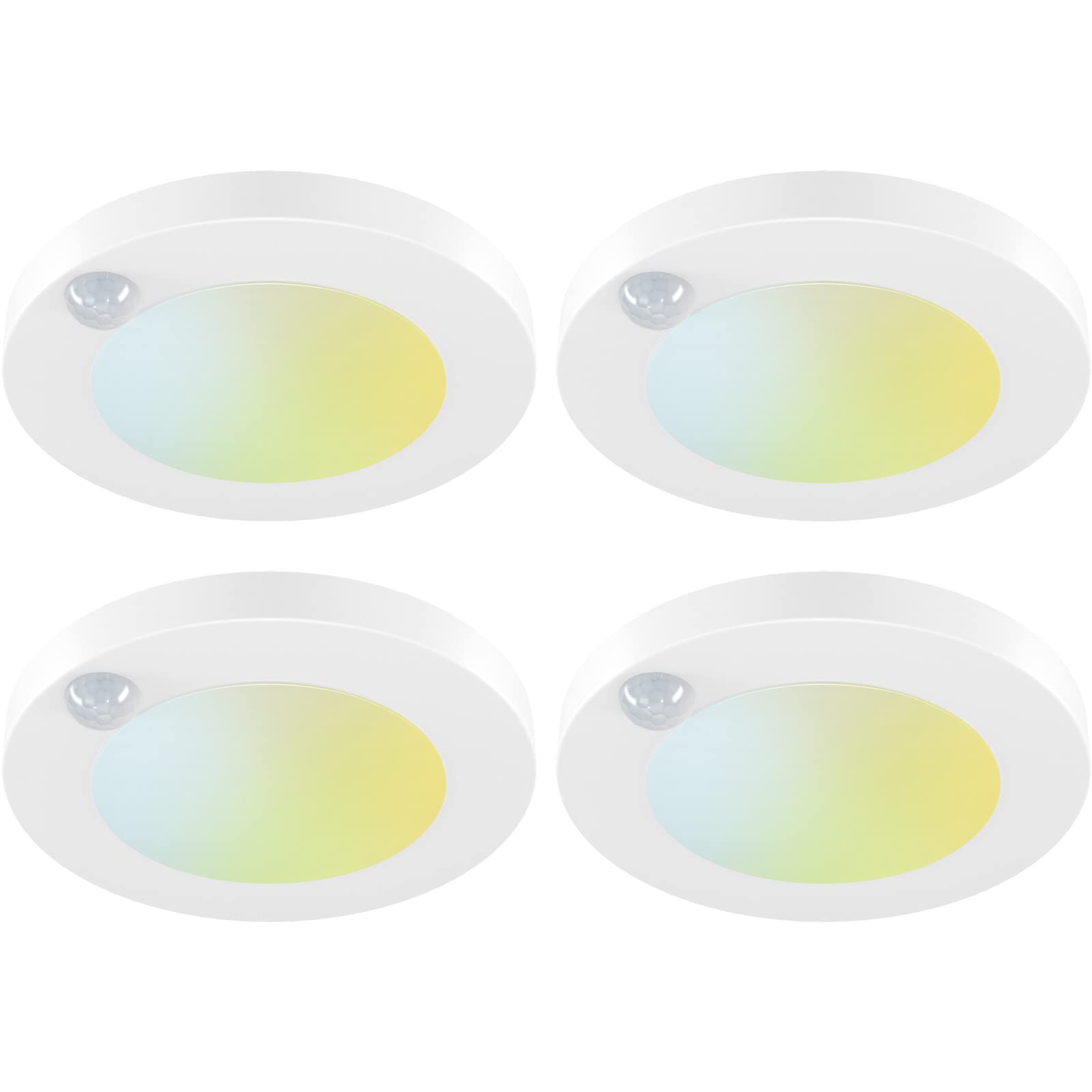 Jullison 4 Inch Field Selectable 5Cct Led Motion Sensor Ceiling Light, 120V Wired Closet Light, 10 Watts, 600Lm, Cri80+, Non-Dimmable, Etl Certified, Wet Location, Round/White, 4 Packs …