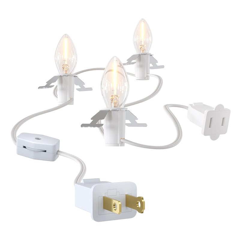 Suraielec 9Ft Christmas Village Lights With 3 Led Bulbs, C7 Cord For Holiday Decor, Ul Listed