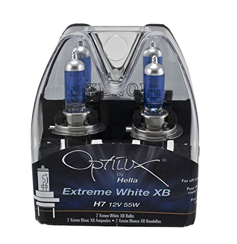HELLA H71071362 Optilux XB Series H7 Xenon White Halogen Bulbs, 12V, 55W, 2 Pack