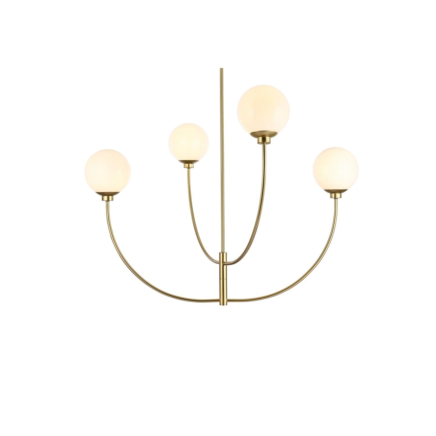 Living District 42&quot; Brass/White Metal & Glass 4-Light Chandelier - Elegant Lighting Fixture