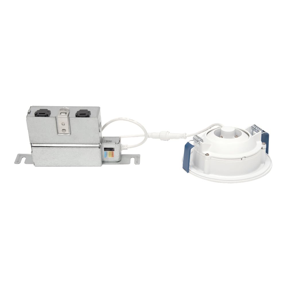 HALO Canless Recessed LED Kit, 4in Gimbal, Color Selectable 2700K-5000K, Adjustable Narrow Beam, White, Model HLA406FL9FS