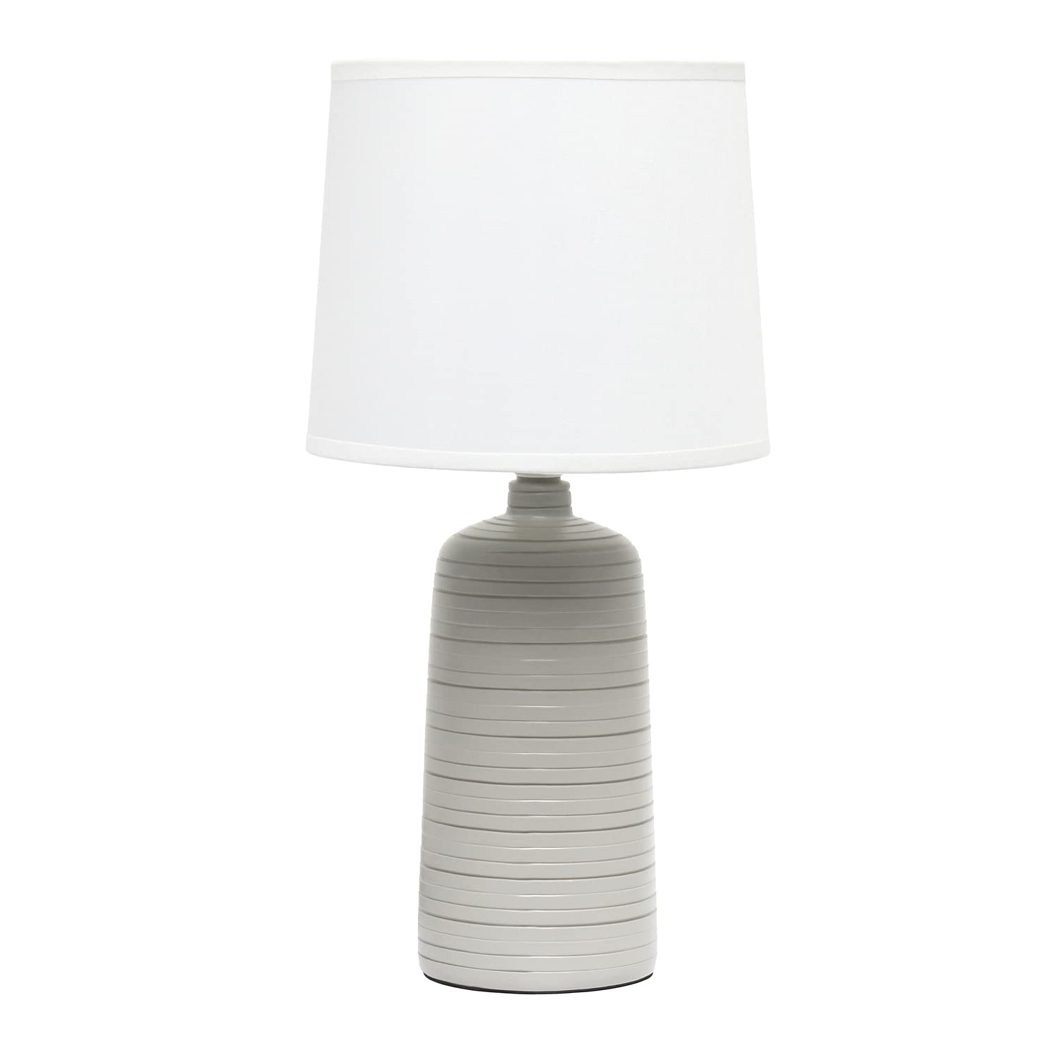 Simple Designs LT2085-TAU Ceramic Table Lamp, Textured, 8inL x 8inW x 15.75inH, Taupe