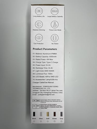 Bravzurg Cordless Table Lamp, 5000Mah, Dimmable, Metal, Wireless Led Light, Gold, Model S804