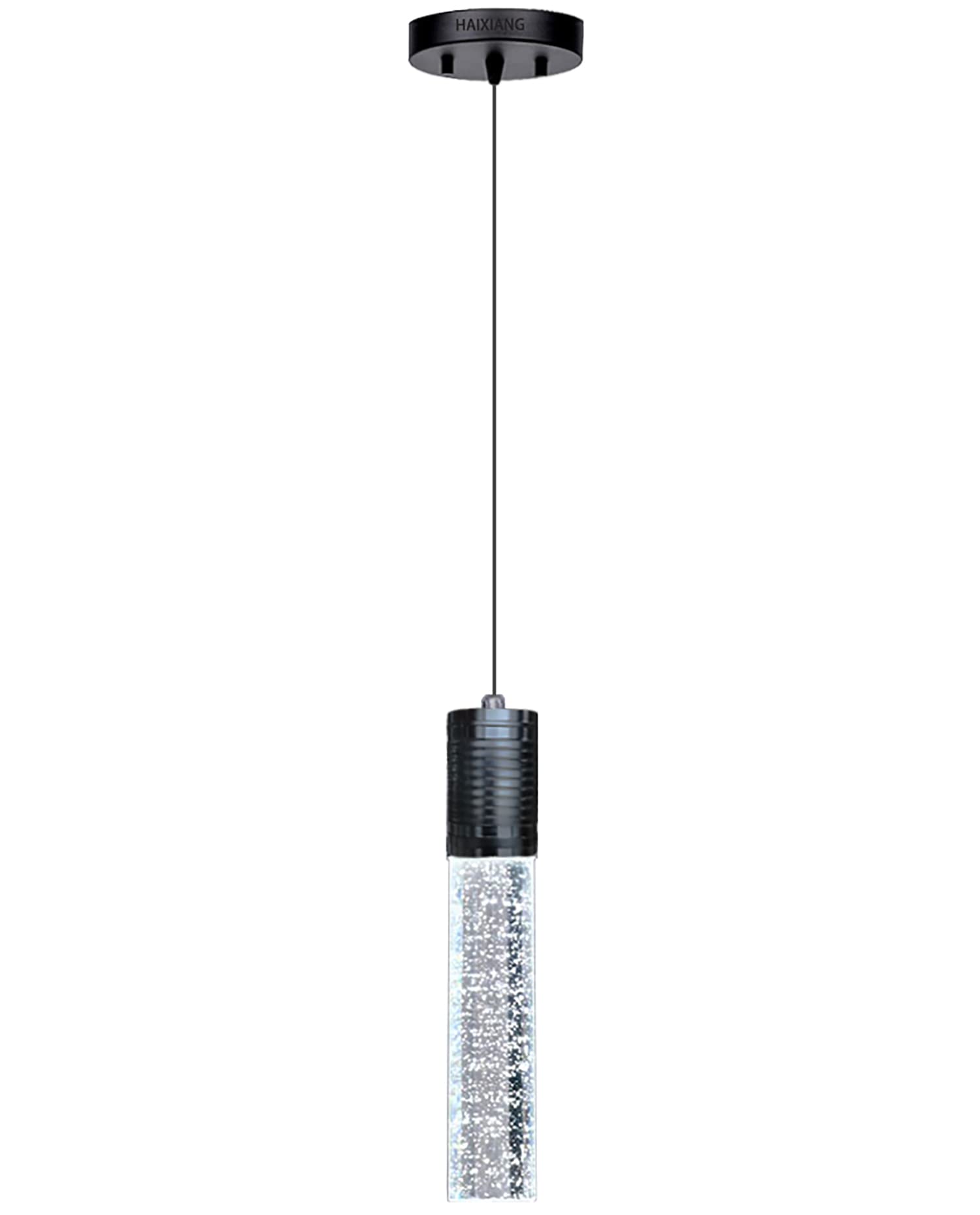 Haixiang Modern Kitchen Island Hanging Light Fixtures Crytstal Pendant Lighting For Kitchen Island Black Mini Chandelier With 6000K Daylight Bulb