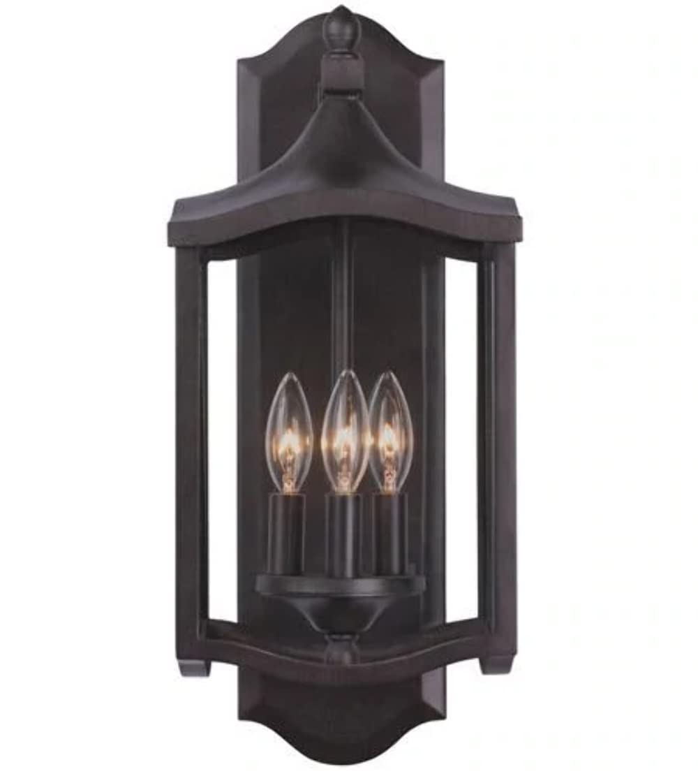 Kalco 404521AI Lakewood Outdoor Wall Sconce, 3-Light 180 Total Watts, Aged Iron