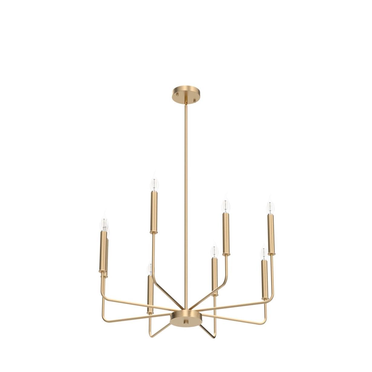 Woknos Modern Gold Farmhouse Chandeliers, 8-Light Industrial Metal Chandelier Lighting, Classic Candle Hanging Pendant Light Fix