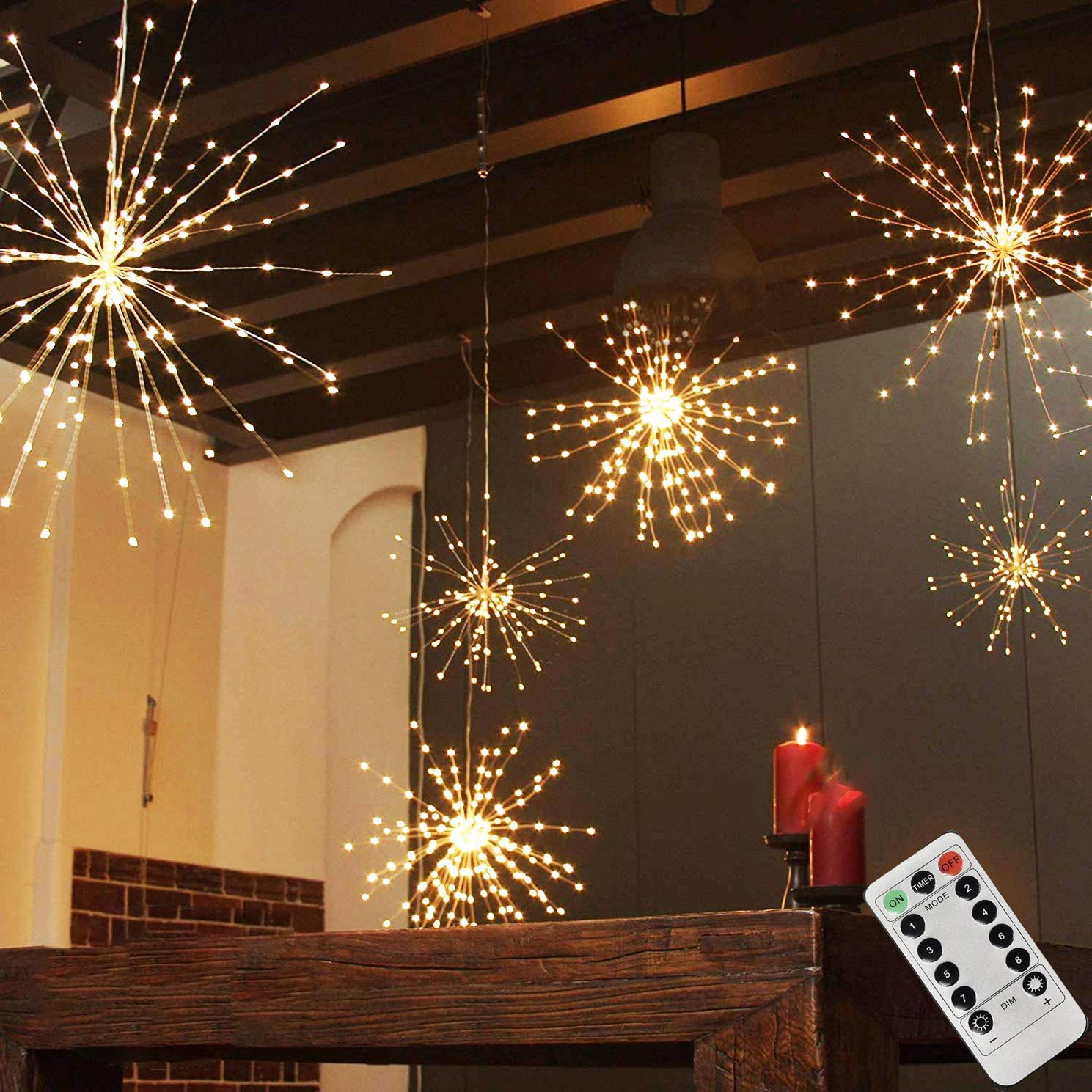 PXBNIUYA 200LED Battery Operated Fairy Lights, Warm White, Copper Wire, 8 Modes, Waterproof for Indoor/Outdoor Christmas Decor