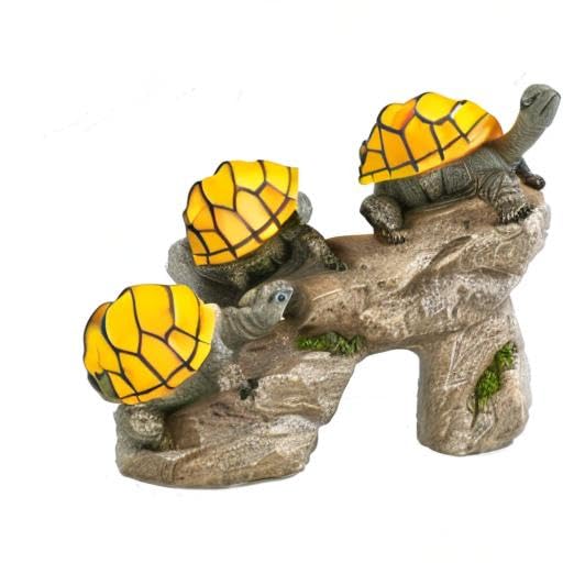 Bo-Toys Solar Powered Turtles On Log Outdoor Accent Lighting Led Garden Light Decor