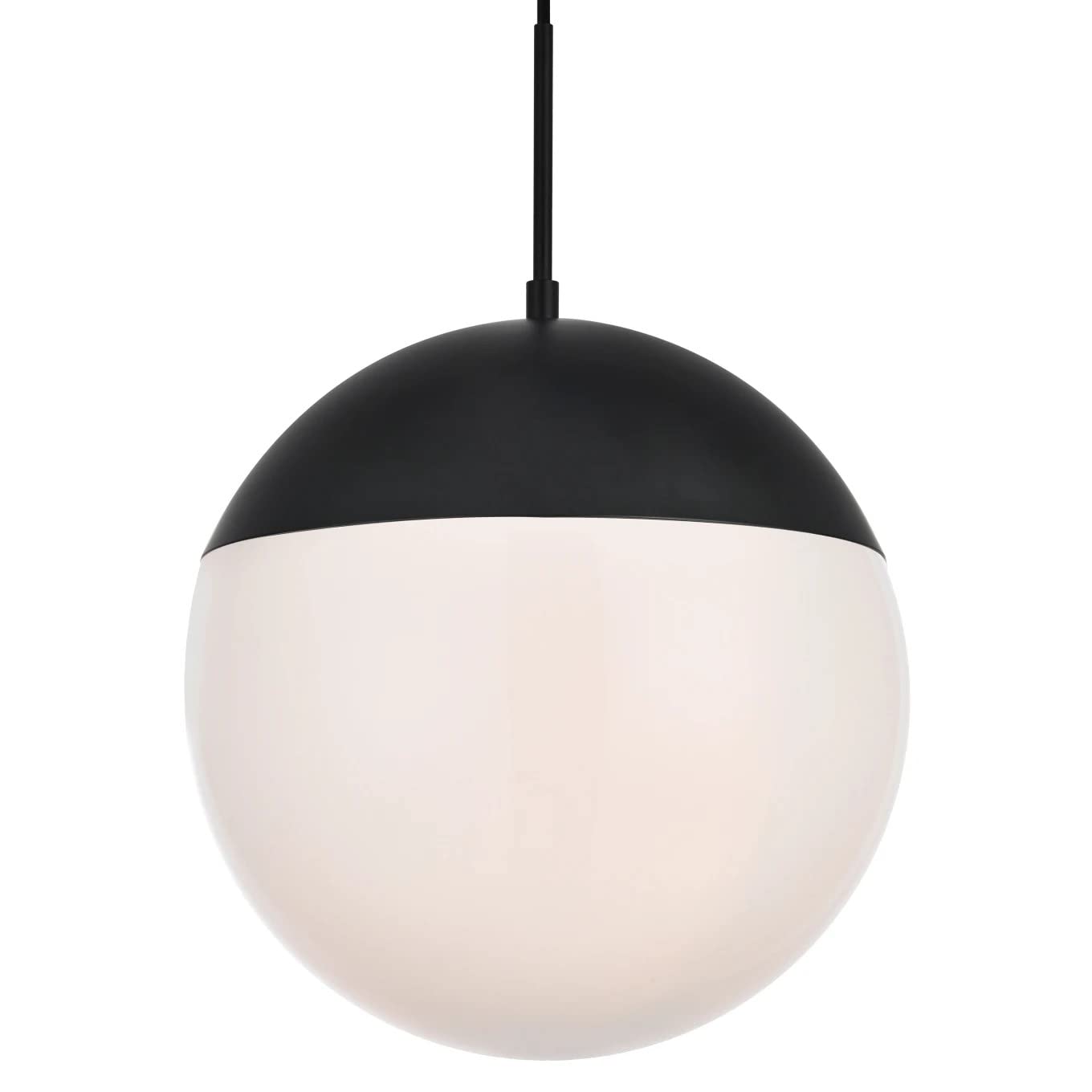 Living District Eclipse 1 Light Black Pendant with Frosted White Glass