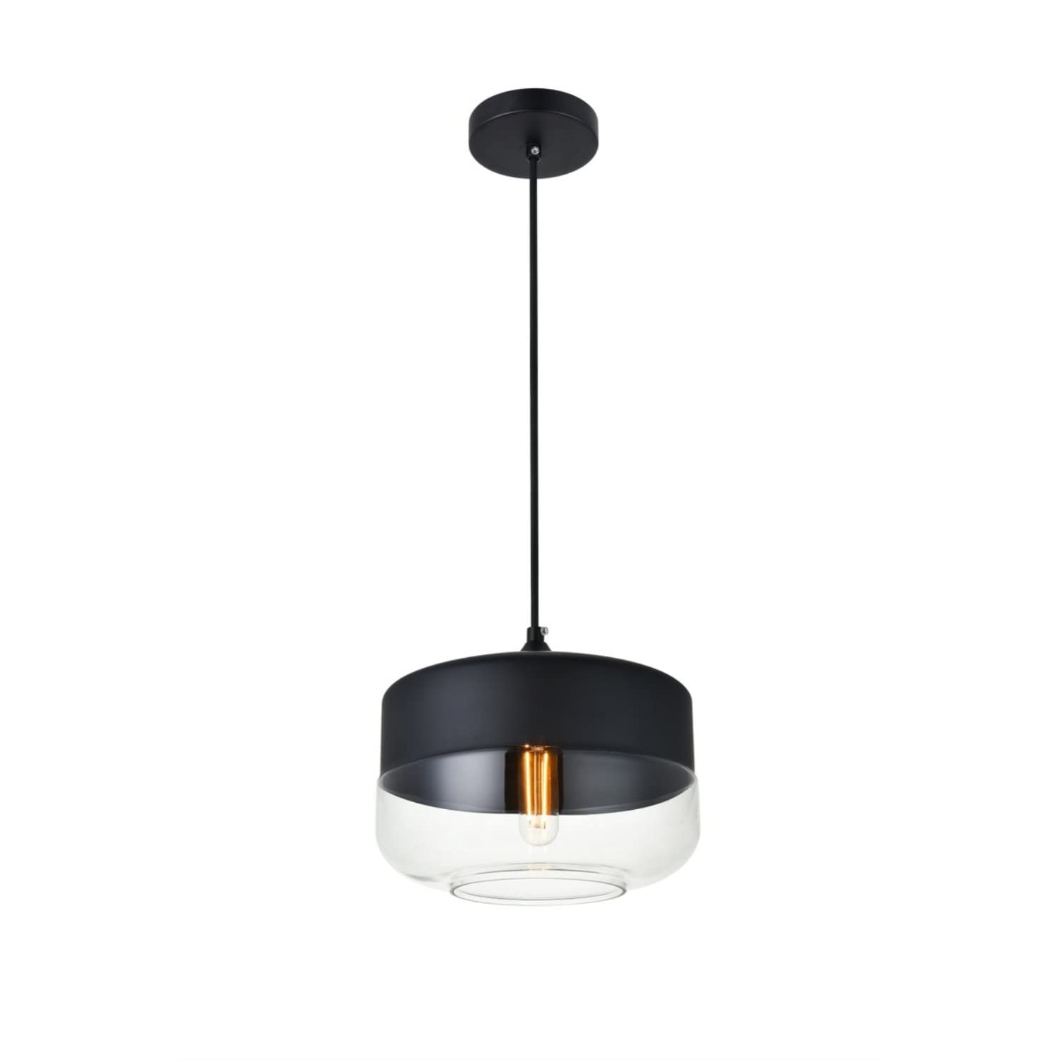 Living District Destry 1-Light Metal Pendant in Black and Clear Finish