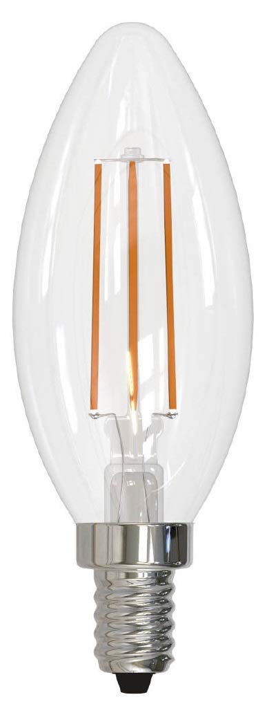 Bulbrite LED Filament Candelabra Light Bulb, 4.5W, 2700K, Clear, 10 Count Pack