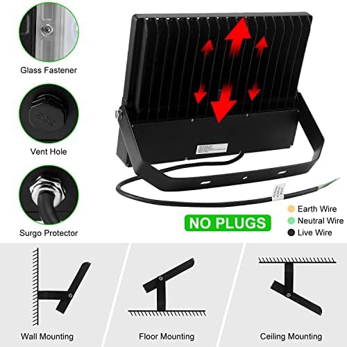 Juyace 36000Lm Led Stadium Lights, 240W, 1500W Equivalent, Outdoor Flood Lights, 3 Pack