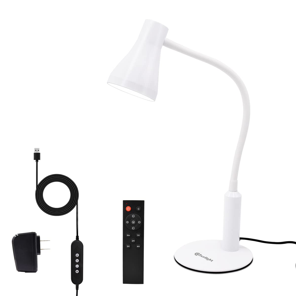 CeSunlight LED Desk Lamp, 10W, 3 Lighting Modes, 6 Brightness Levels, Remote Control, Flexible Gooseneck, White, Model: Remote_Desk_Lamp_