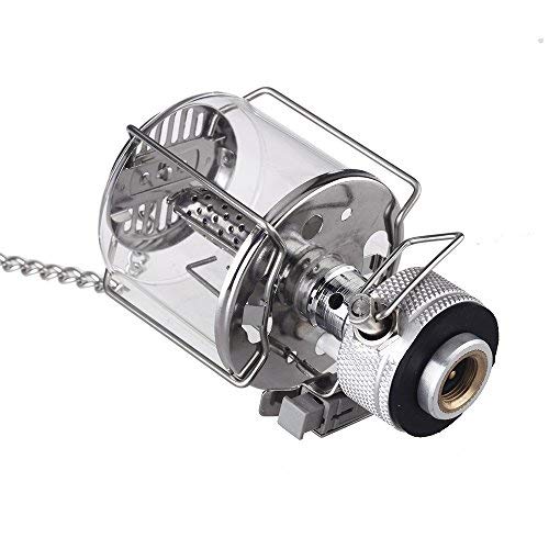 Docooler Mini Portable Camping Lantern - Silver Ceramic Gas Light, Model MOH10911-G-HSF, Ideal for Hiking and Outdoor Use