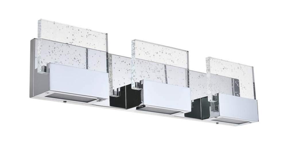 Elegant Lighting Chrome Led Wall Sconce, 3-Light Indoor Modern Decorative Fixture, 22"
