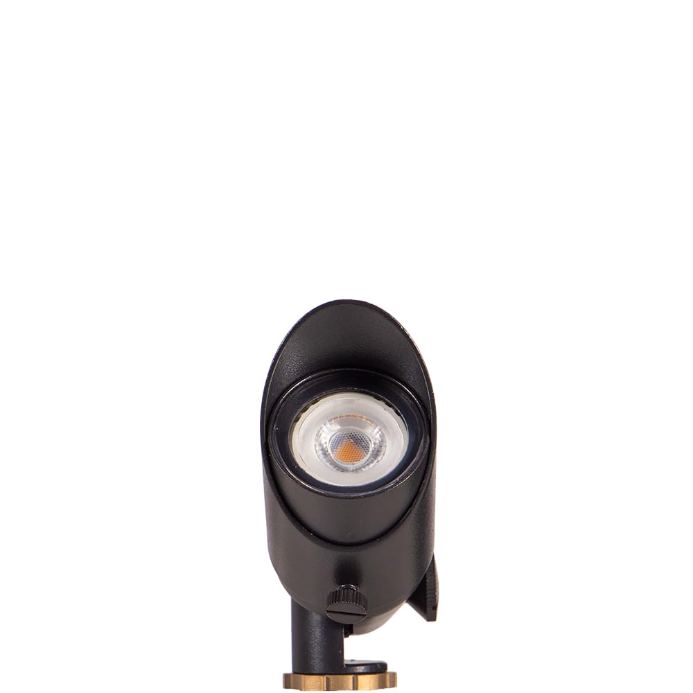 Volt Top Dog Scotty 12V Cast Brass Mini Outdoor Spotlight (Black) With 4W 2700K Warm White 350 Lumen Mr11 Led Bulb For Low Volta
