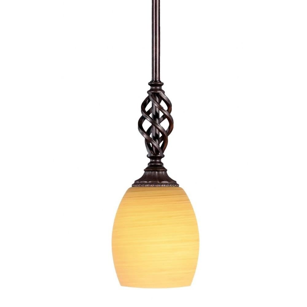 Toltec Lighting 80-DG-625 Elegante Mini Pendant with Hang Straight Swivel with 5 Inch Cayenne Linen Glass, Dark Granite Finish