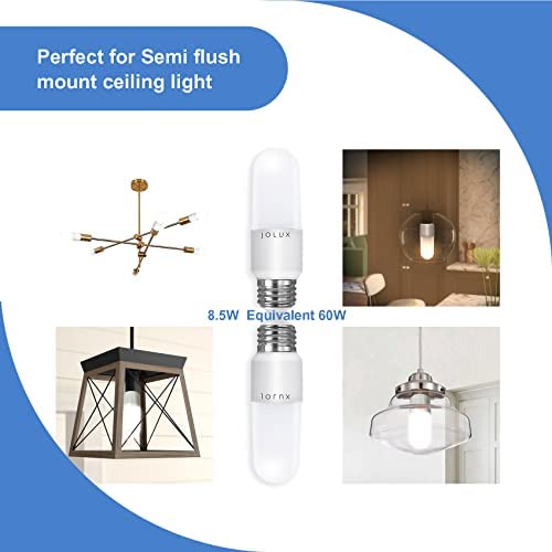 Jolux LED Stick Light Bulbs, 60W Equivalent, 3000K Warm White, E26 Base, Non-Dimmable, 6 Count, Model T60827N26U