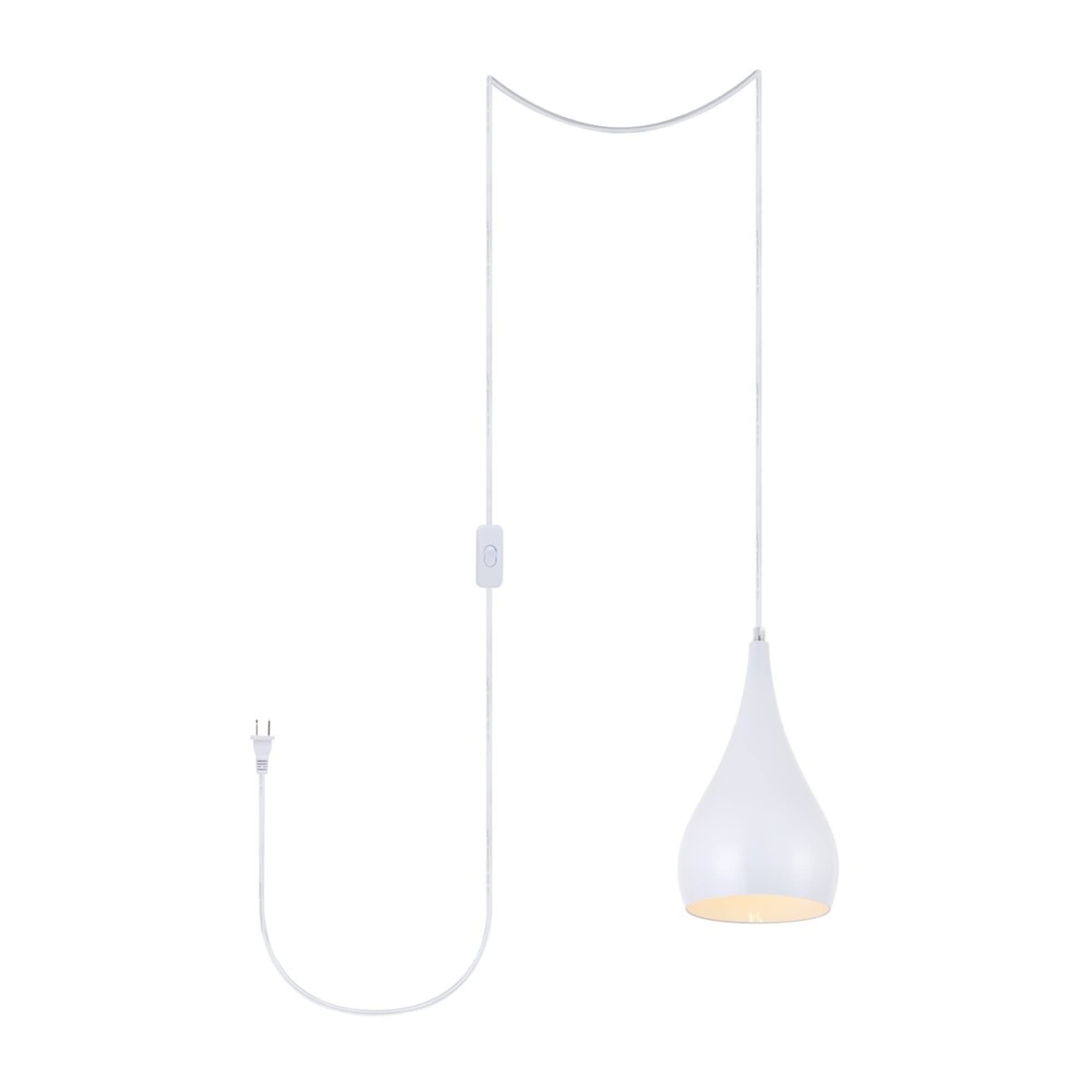 Living District Nora 1-Light Mid-Century Aluminum Pendant in White