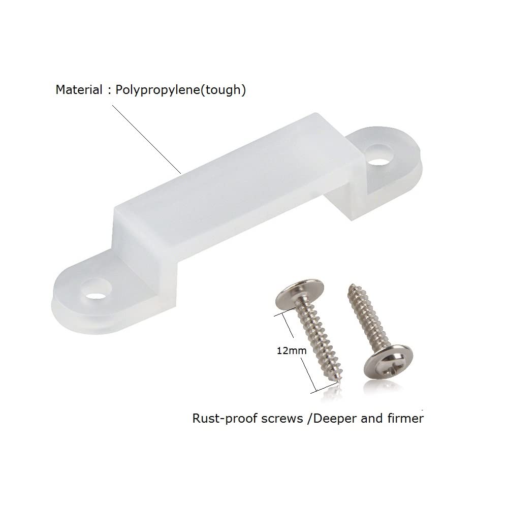 Msdusa 100 Pack Led Strip Light Mounting Brackets Led Strip Light Clips Led Light Strip Holder 200 Screws Included (Ideal For 12Mm Wide Ip67/68 Waterproof Strip Lights)