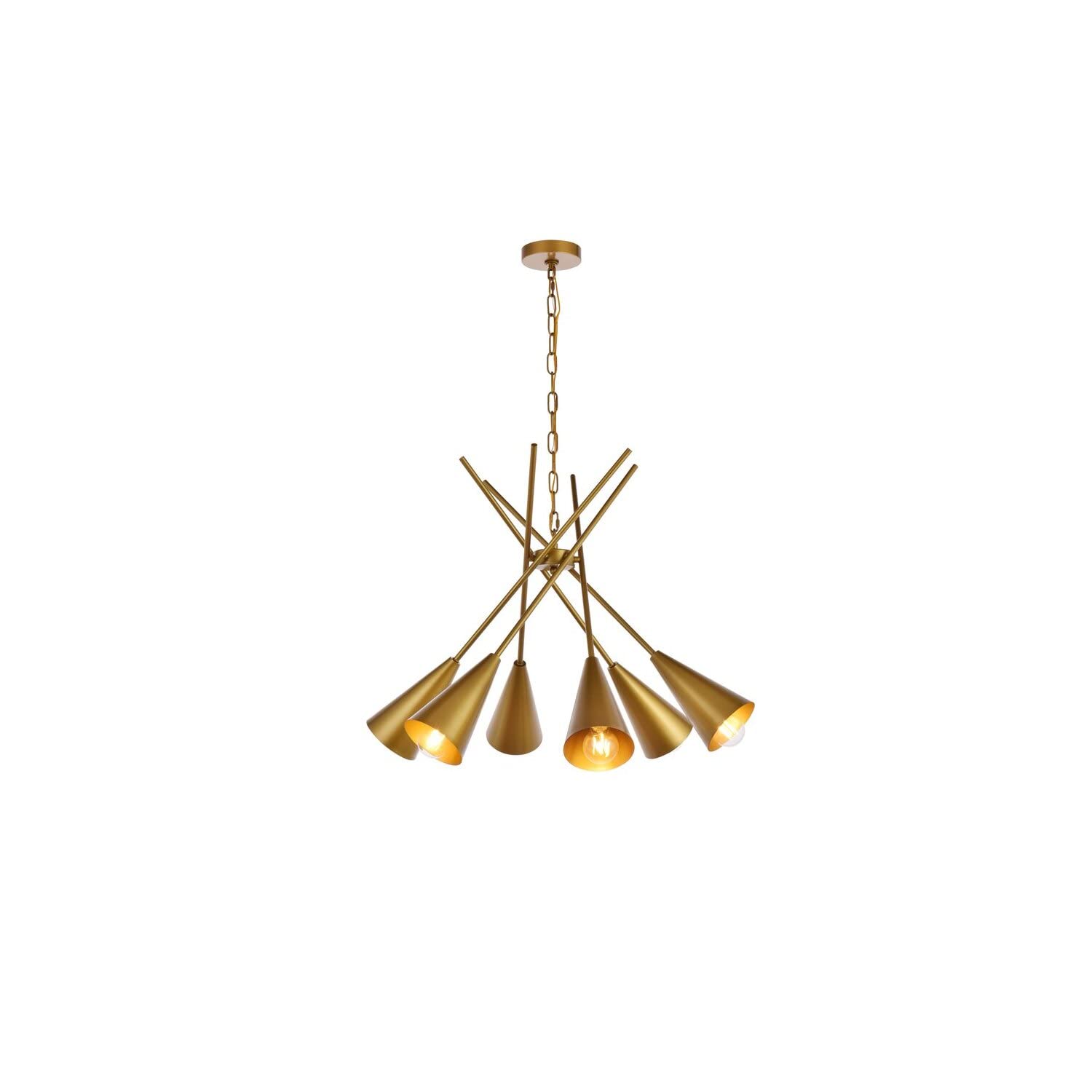Living District Casen 6-Light Mid-Century Metal Pendant in Brass