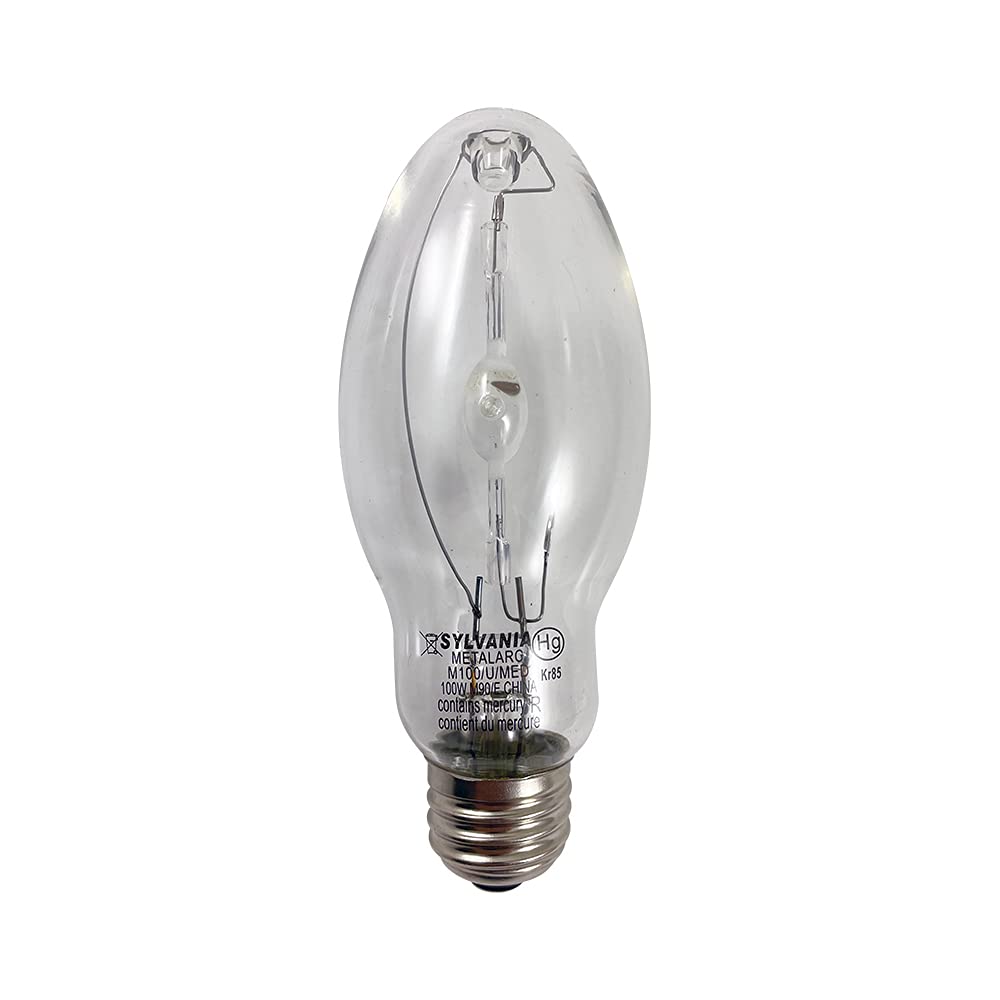 SYLVANIA M100/U/MED 100W Metalarc Pulse Start HID Bulb, Clear, Model 64818, 1 Count
