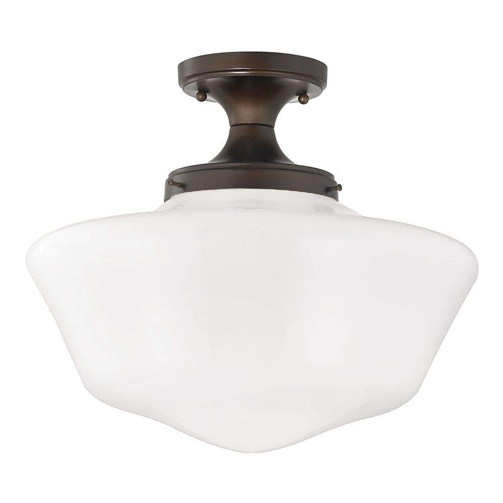 16-Inch Wide Schoolhouse Ceiling Light in Bronze Finish-Like New Condition