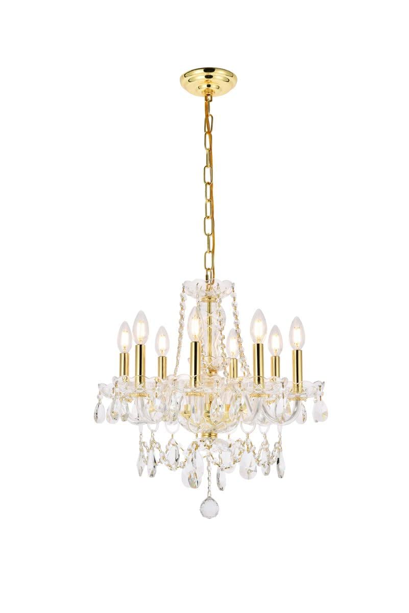 Elegant Lighting Value Princeton 8 Light Gold Chandelier Clear Royal Cut Crystal