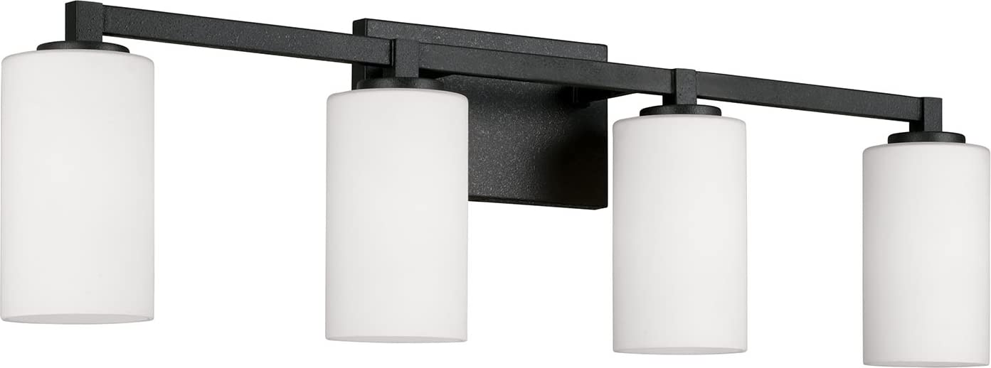Capital Lighting 119841BI-545 Ravenwood Soft White Glass Cylinder Vanity Lights for Bathroom, 4-Light 400 Total Watts, 10 H x 33