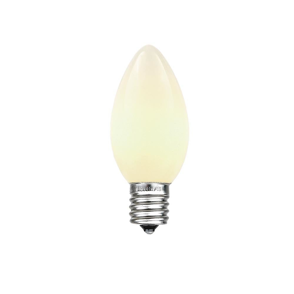 Novelty Lights 500 Case C7 Outdoor Ceramic Christmas Replacement Bulbs, White, C7/E12 Candelabra Base, 5 Watt