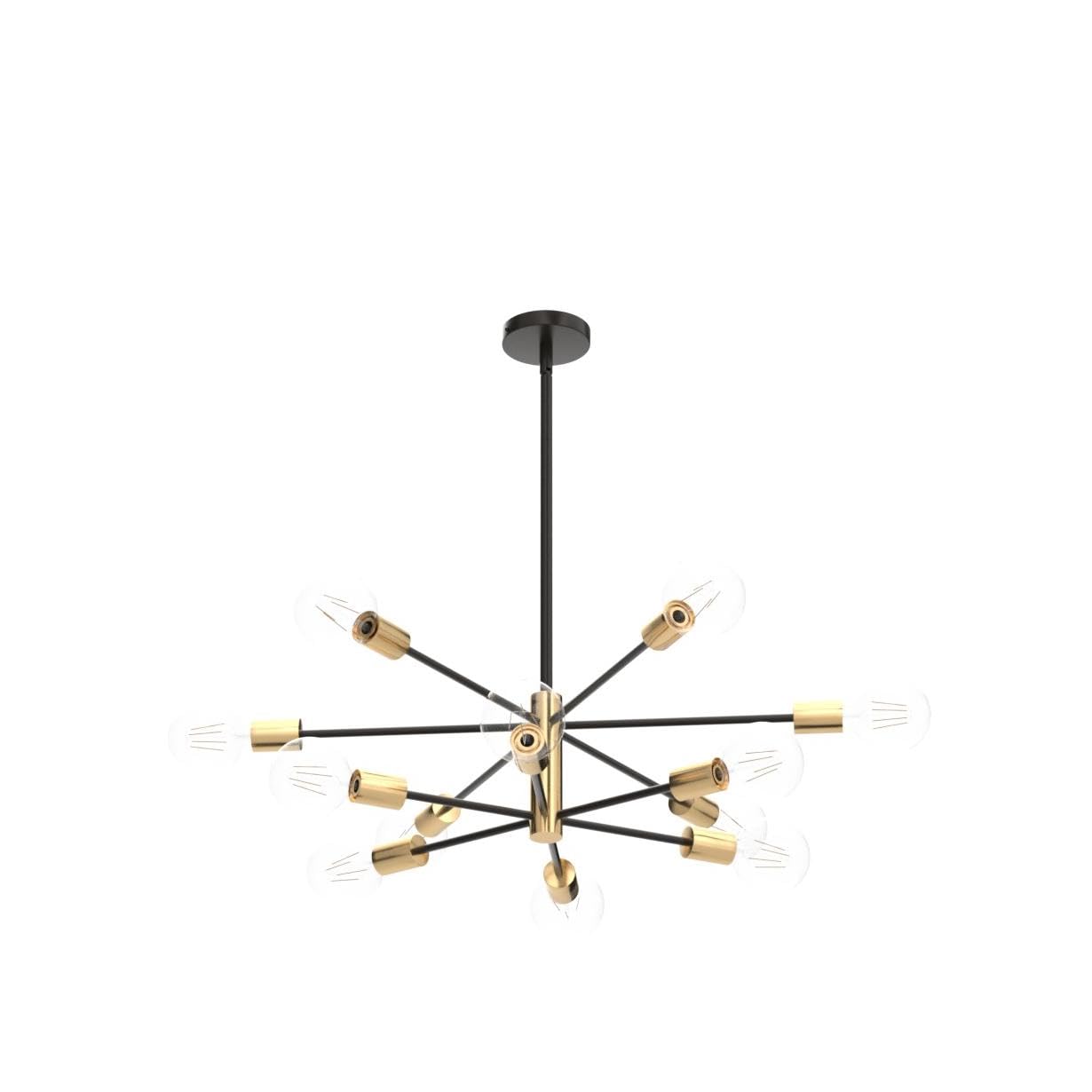 RUIYEY Sputnik Chandelier 12-Light Modern Ceiling Fixture Black and Gold for Dining Room, Living Room, Kitchen Island