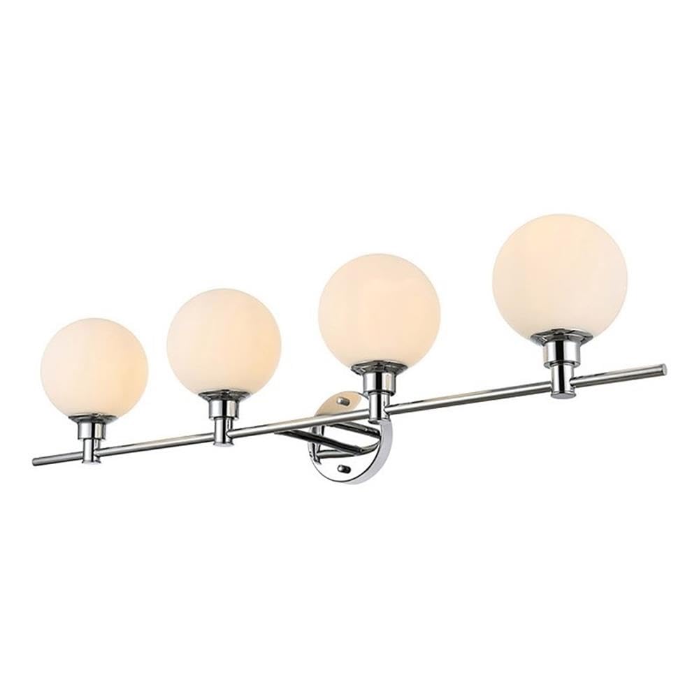 Living District Cordelia 4-Light Iron/Glass Bath Sconce in Chrome/Frosted White