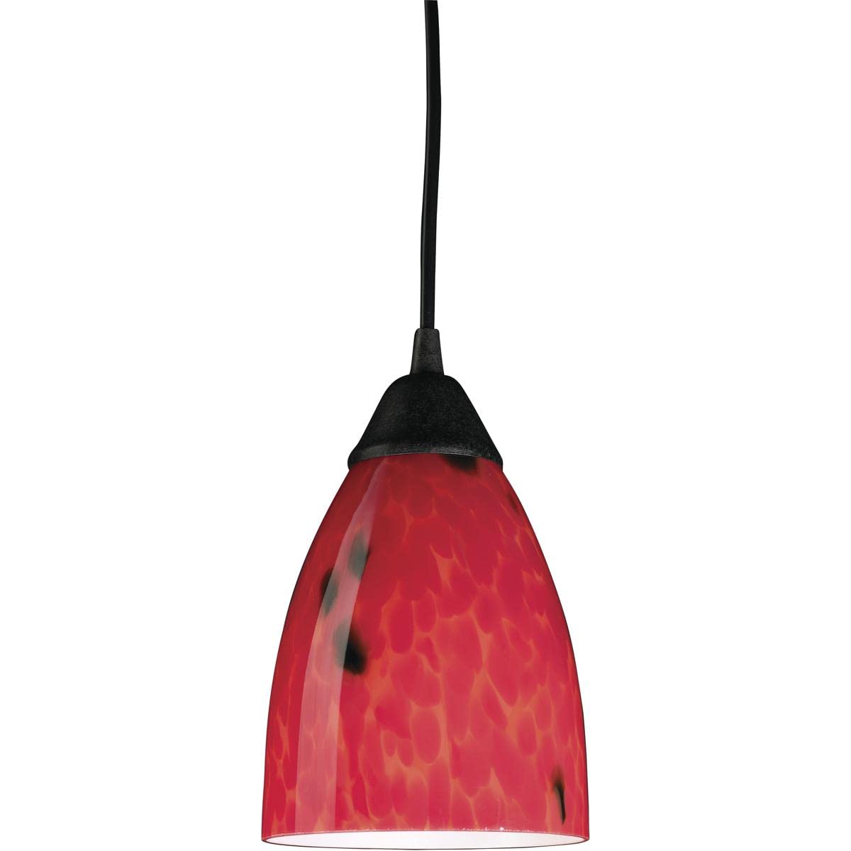 Elk Home 1-Light Pendant Light, Dark Rust Finish, Fire Red Glass Shade, Modern Lighting Fixture