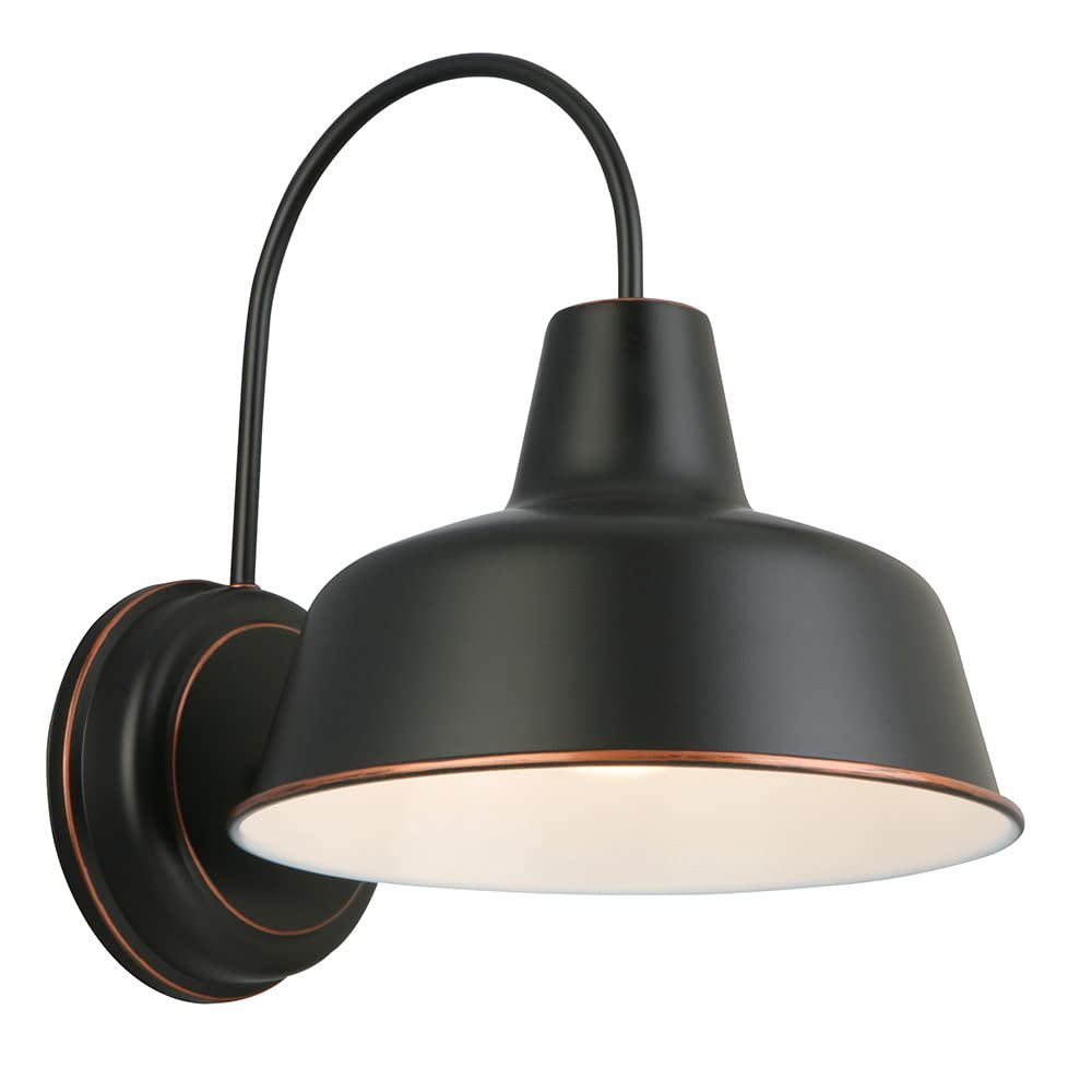 Mason Barn Light 1 Indoor/Outdoor Wall Mount Modern Industrial Farmhouse Design House Light For Patio  Garage  Bathroom  Office  Kitchen  8 Inch  Oil Rubbed Bronze  519504