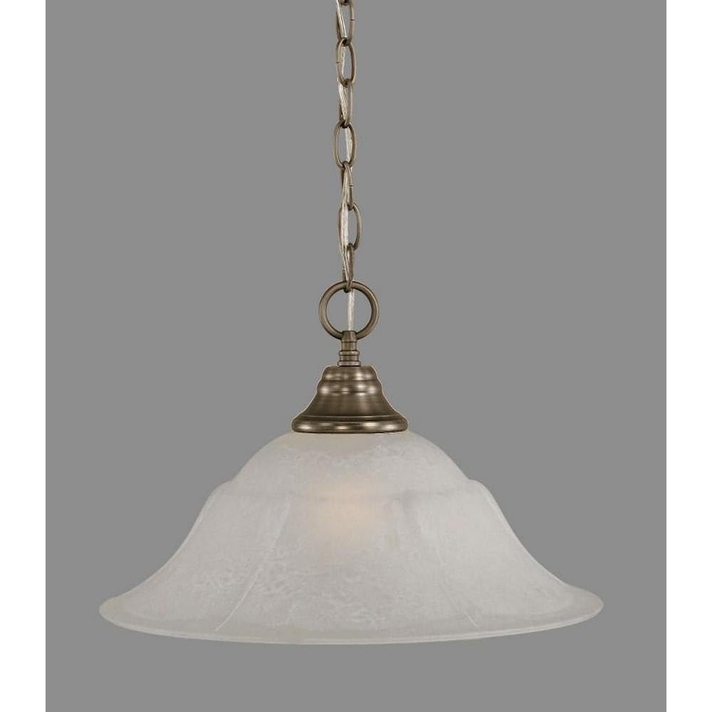 Toltech Lighting 10-Bn-53615 16-Inch One-Light Chain Pendant Brushed Nickel Finish With White Marble Glass