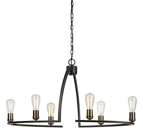 60W X 6 Kinder Metal 6 Light Chandelier (Edison Bulbs Not Included)