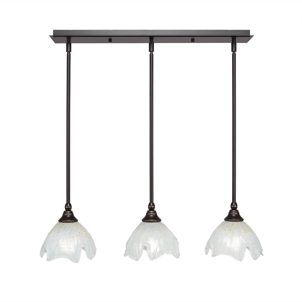 Toltec Lighting 25-Dg-755 3 Light Multi-Light Mini Hang Straight Swivel Pendant With Gold Ice Glass, 7&quot;, Dark Granite