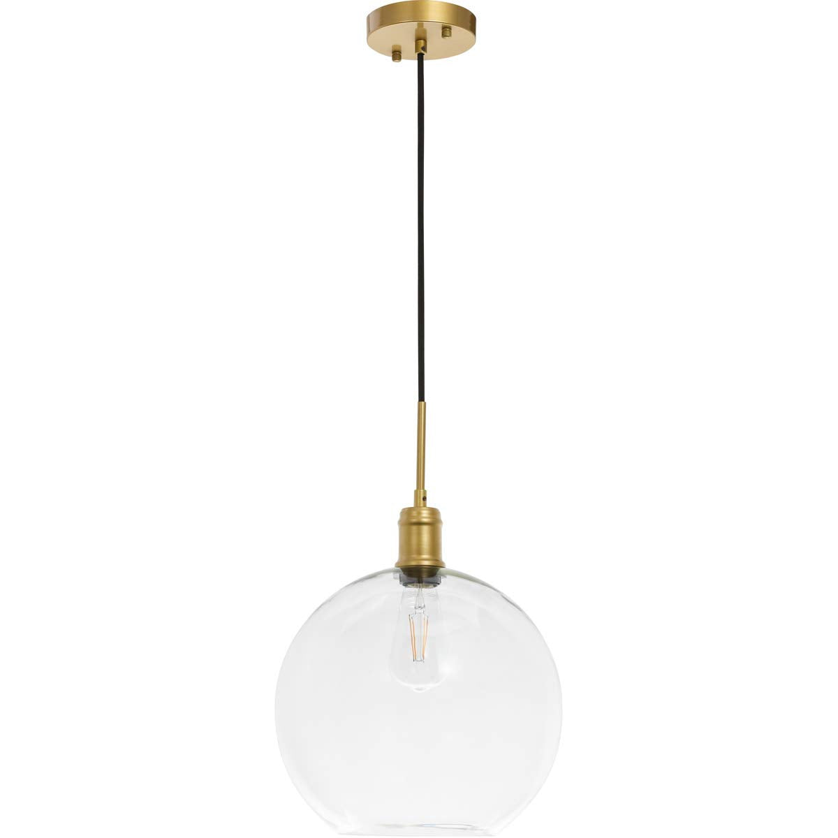 Elegant Lighting Emett 1-Light Brass Pendant With Clear Glass Shade - Modern Metal Fixture