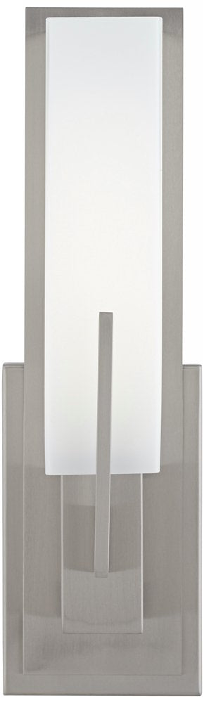 Possini Euro Design Midtown Modern Wall Light Sconce Satin Nickel Hardwired 4 1/2'' Wide Fixture White Glass Rectangular Shade F