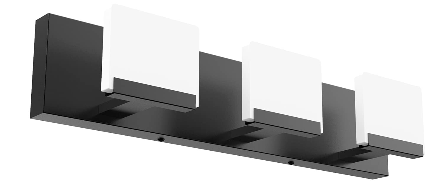Ralbay Matte Black Vanity Light 2 Lights Bathroom Vanity Lights Acrylic LED Modern Black Bathroom Light Fixtures