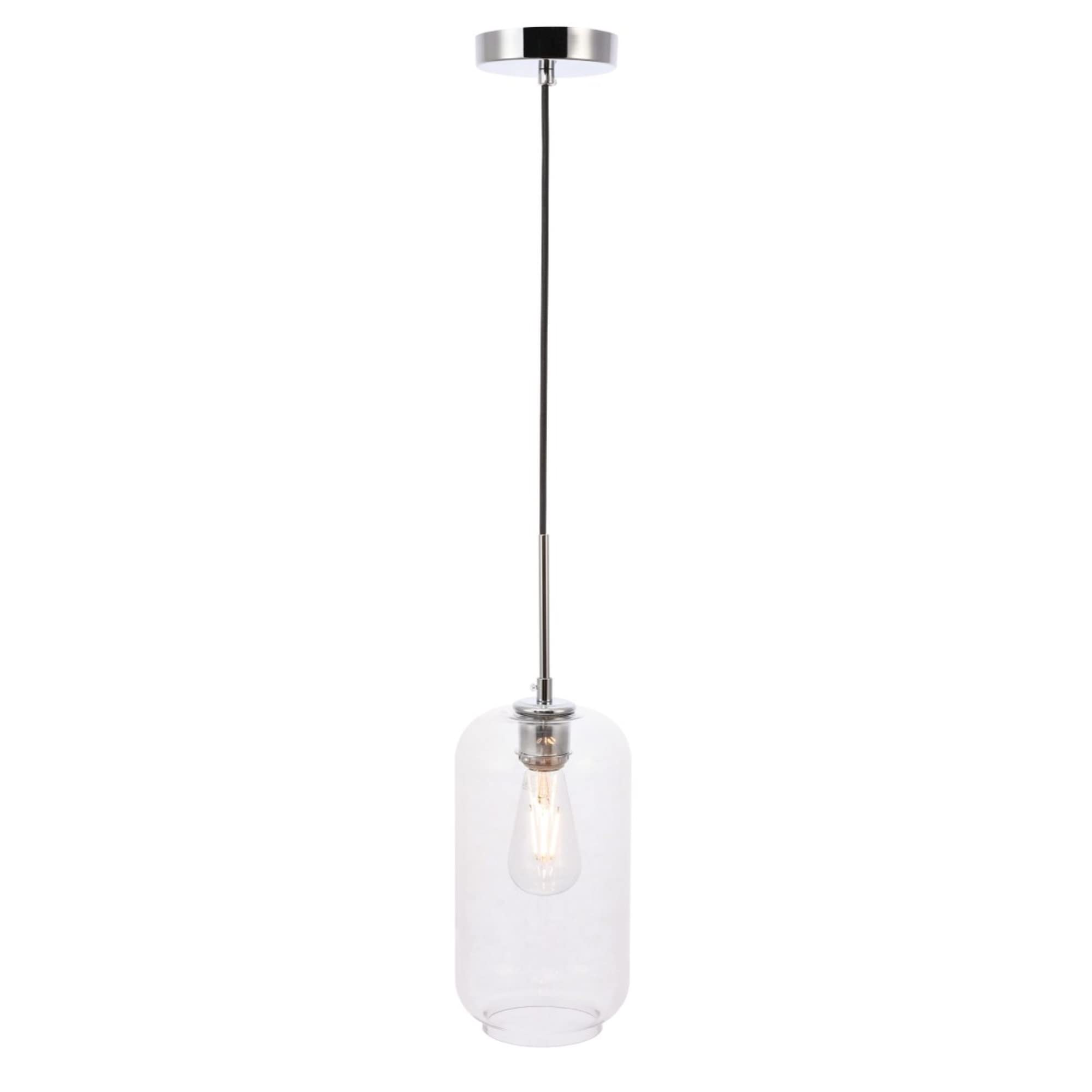 Living District Chrome Pendant Light With Clear Glass Shade - Modern Lighting Fixture